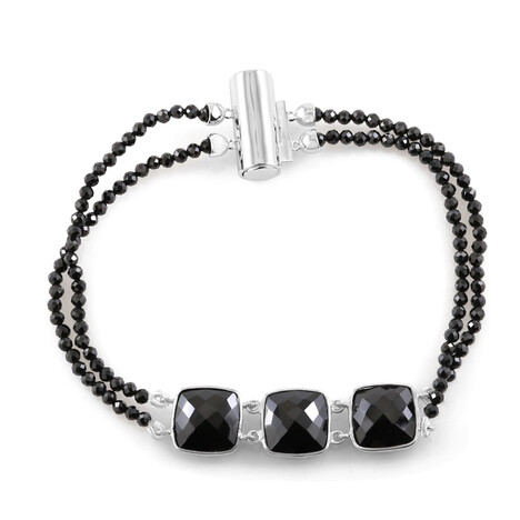 Zilveren armband met zwarte spinelstenen (KM by Juwelo)