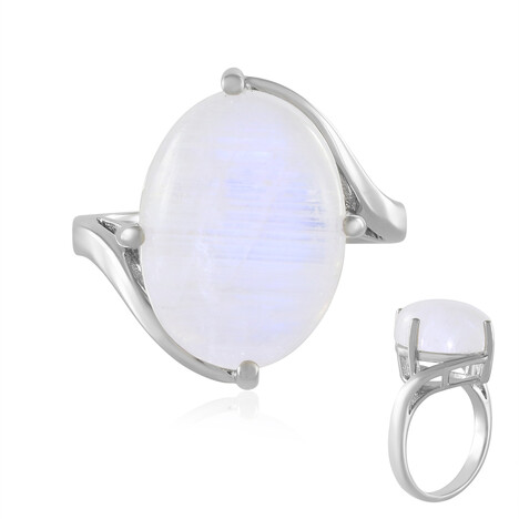 Zilveren ring met een regenboog maansteen