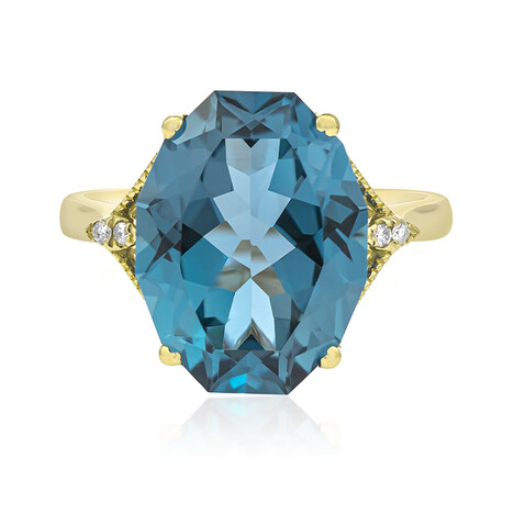 Gouden ring met een Londen-blauwe topaas