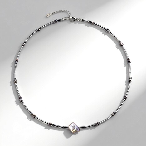 Collana in argento con Perla d'Acqua Dolce Porpora