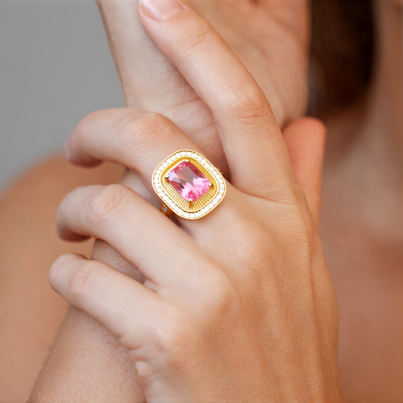 Nigerianischer Pinkfarbener Turmalin-Goldring (de Melo)