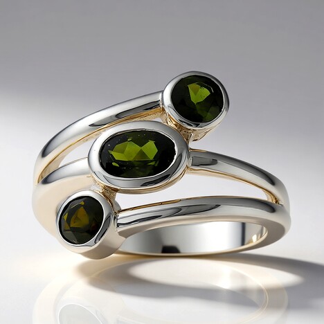 Anello in argento con Tormalina Verde Brasiliana (Pallanova)
