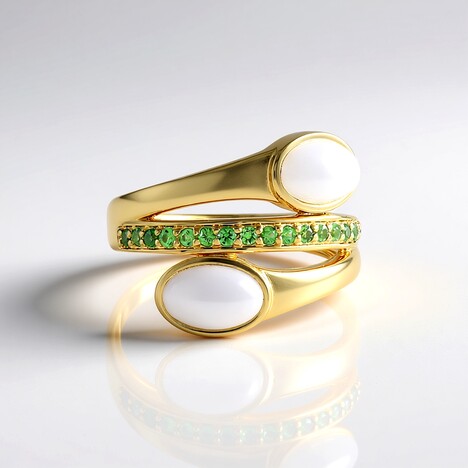 Anello in argento con Pietra di Luna Bianca (KM by Juwelo)