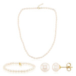 Zilveren set met Witte zoetwater kweekparels (TPC)