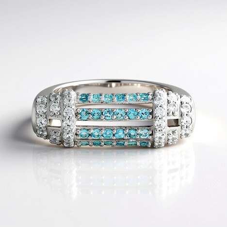 Anello in argento con Topazio Blu Svizzero
