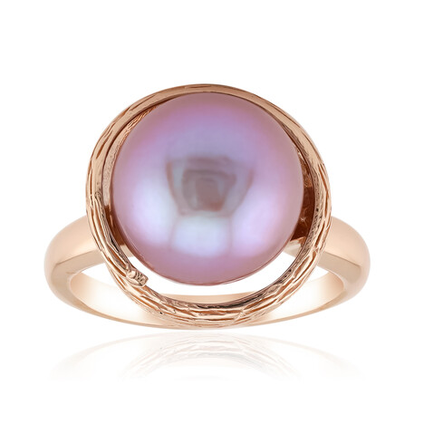 Zilveren ring met een paarse Ming parel (TPC)