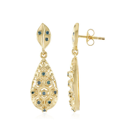 Zilveren oorbellen met I2 Blauwe Diamanten