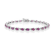 Magenta-Granat-Silberarmband