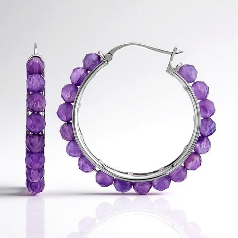 Boucles d'oreilles en argent et Améthyste de Zambie