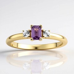Anello in oro con Zaffiro Ceylon Porpora
