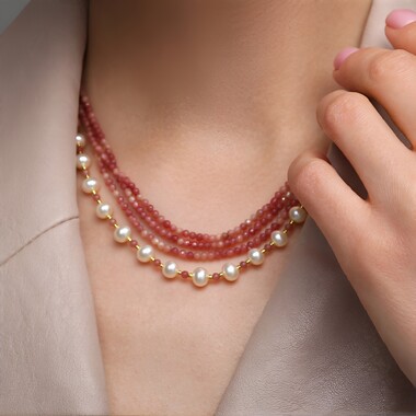 Collana in argento con Rodonite (Riya)