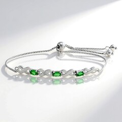 Bracciale in argento con Tsavorite della Tanzania