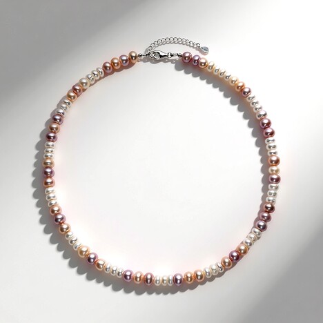 Collana in argento con Perla d'Acqua Dolce Rosa