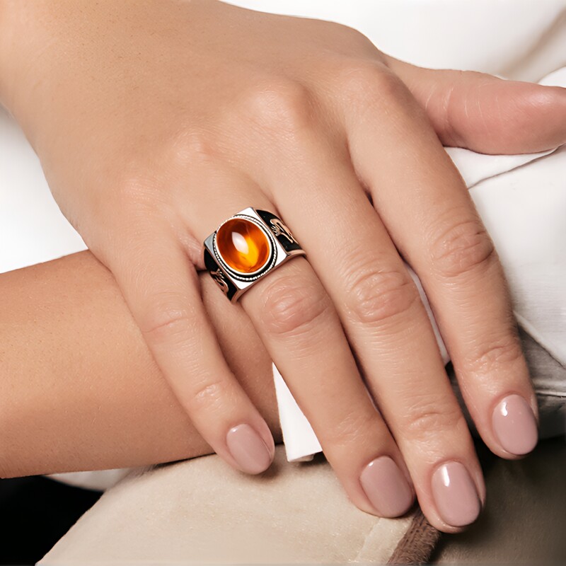 Orange Stachelauster-Silberring (Jones Lee)