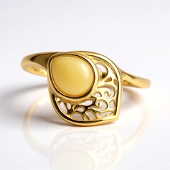 Anello in argento con Ambra Milky Baltica (dagen)