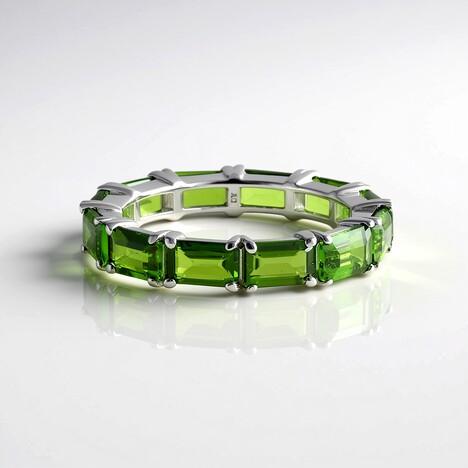Anello in argento con Diopside Russo