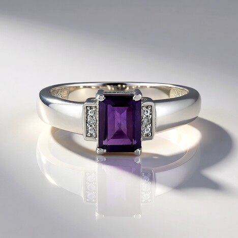 Anello in argento con Ametista Zambiana