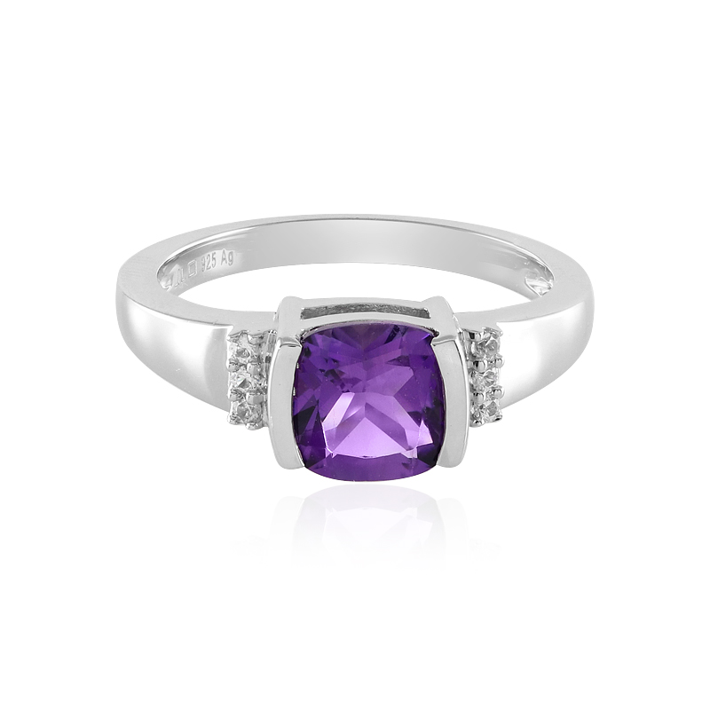 Anello Uomo Donna In Metallo Oro/Argento Con Ametista Naturale 5.25 Ratti (4 Carati): Regolabile, Fatto A Mano, Pietra Certificata, Formato Unico