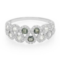 Bague en argent et Saphir vert non chauffé