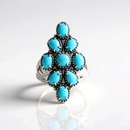 Anillo en plata con Turquesa bella durmiente (Desert Chic)