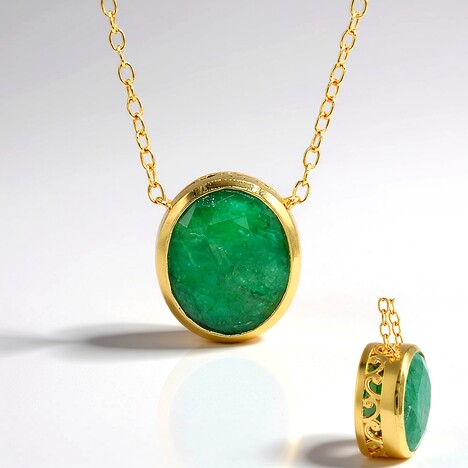 Collana in argento con Smeraldo pozzo D8 (Gems en Vogue)