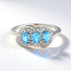 Anello in argento con Topazio Blu Svizzero
