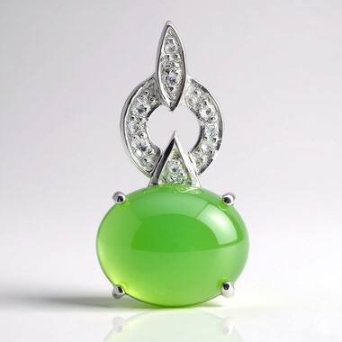 Pendentif en argent et Chrysoprase impériale