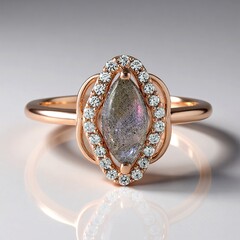Anello in argento con Labradorite rosa Maniry
