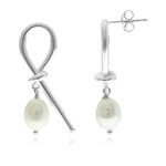 White Freshwater Pearl Silver Earrings (Joias do Paraíso)