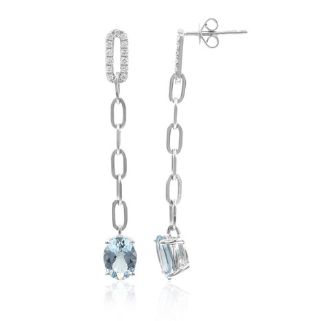 Pendientes en oro con Aguamarina de Brasill AAA (CIRARI)