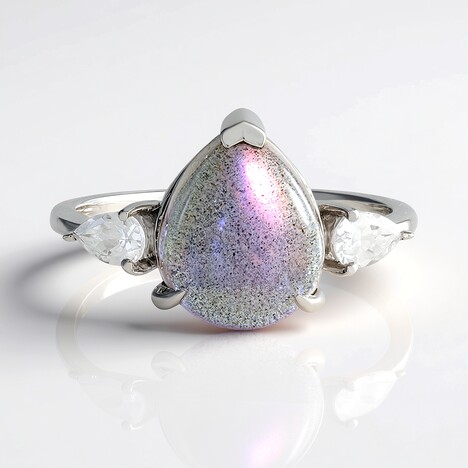 Anello in argento con Labradorite rosa Maniry