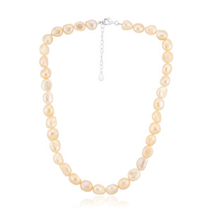 Zilveren halsketting met Perzik zoetwater kweekparels (TPC)