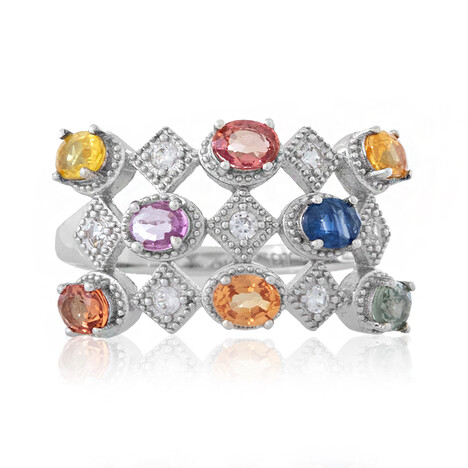 Anello in argento con Zaffiro Fancy