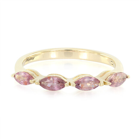 Gouden ring met Onverhitte Padparadscha Saffieren