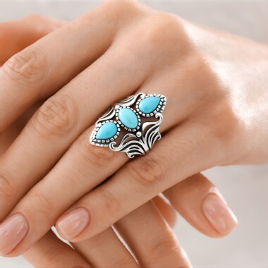 Anillo en plata con Turquesa bella durmiente (Faszination Türkis)