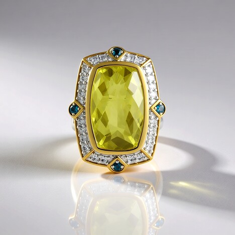 Anello in argento con Quarzo Ouro Verde (Dallas Prince Designs)