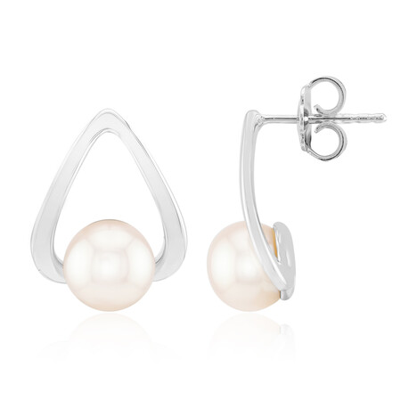 Weiße Süßwasserzuchtperlen-Silberohrringe (TPC)