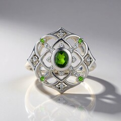 Anello in argento con Diopside Russo