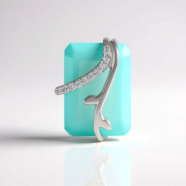 Zawieszka ze srebra platynowanego - Chalcedon Aqua
