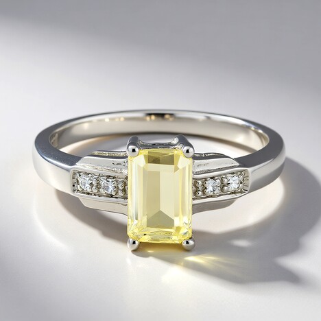 Anello placcato in platino con Kunzite Canarino