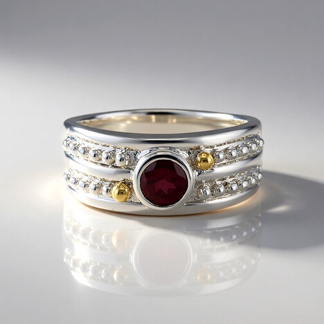 Anello in argento con Rodolite (Granulieren)