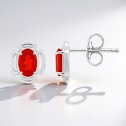 Pendientes en plata con Ópalo de fuego AAA de México