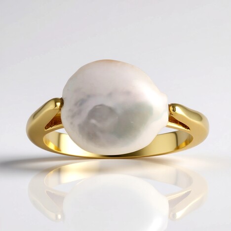 Anello in argento con Perla d'Acqua Dolce Bianca (TPC)