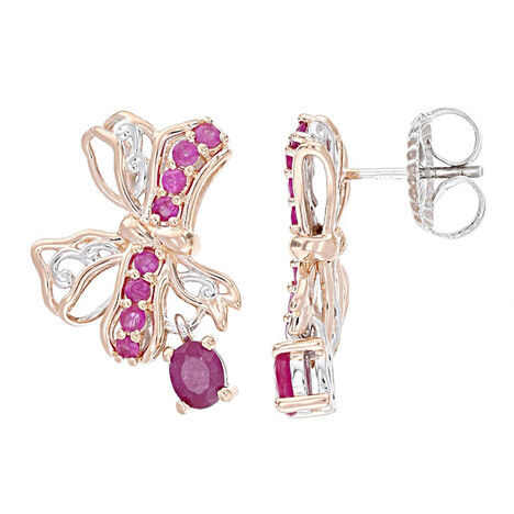 Zilveren oorbellen met Birmese Robijnen (Gems en Vogue)