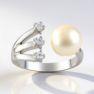 Anello in argento con Perla d'Acqua Dolce Bianca (TPC)