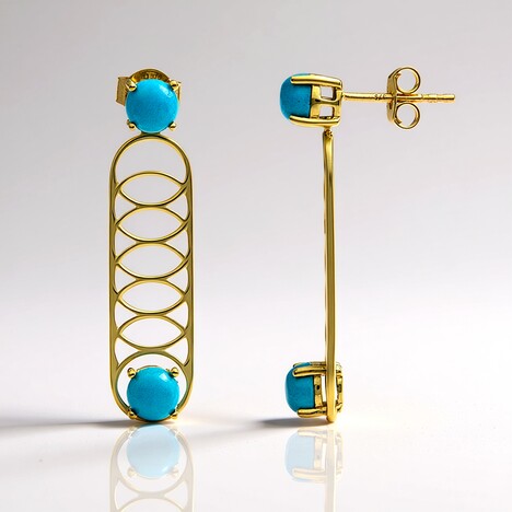 Boucles d'oreilles en or et Turquoise Sleeping Beauty (Ornaments by de Melo)