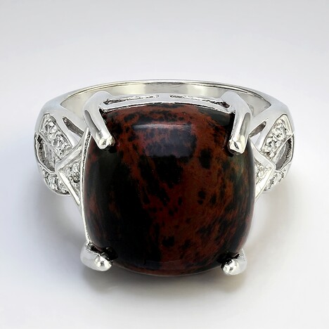 Anello in argento con Ossidiana Mogano