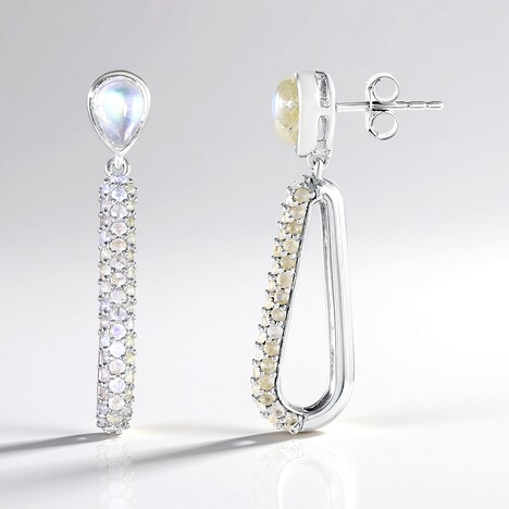 Boucles d'oreilles en argent et Pierre de lune bleue (KM by Juwelo)