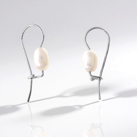 Boucles d'oreilles en argent et Perle de culture d'eau douce (Joias do Paraíso)