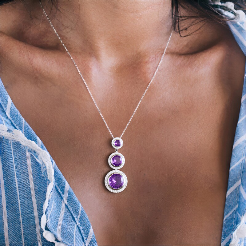 Uruguayan Amethyst Silver Pendant (de Melo Essence)